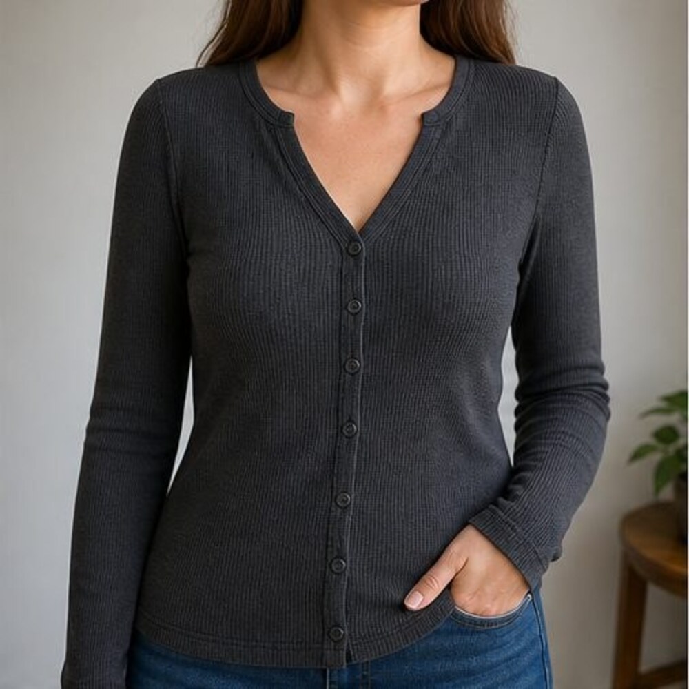 Charcoal Ruffle Blouse - Picture 2 of 6